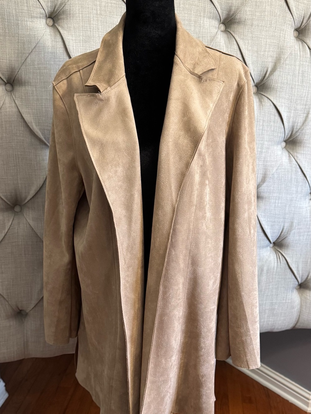 Premise Suede Like Open-Front Trench Coat